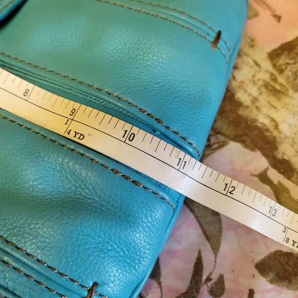 Fossil Morgan Traveler Crossbody Bag Turquoise Pebble Leather - Picture 16 of 16